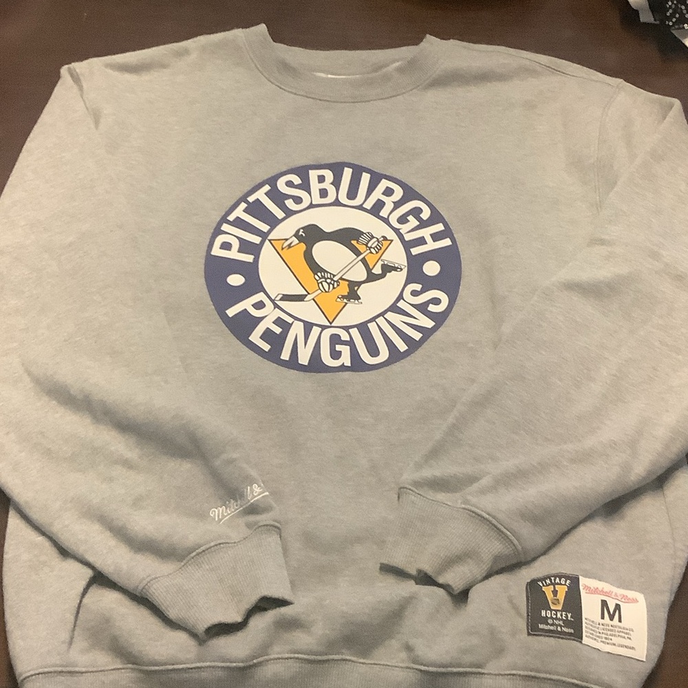 Mitchell & Ness Gray Pittsburgh Penguins Crewneck Sweatshirt